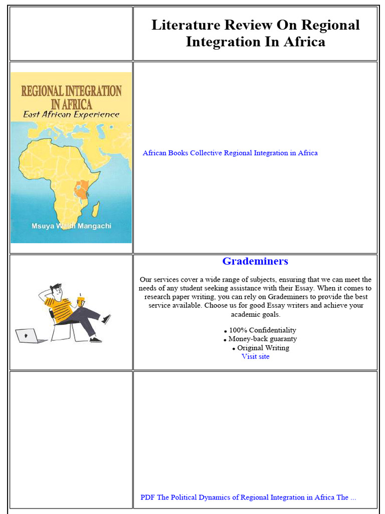 Literature Review On Regional Integration in Africa | PDF | Regional ...