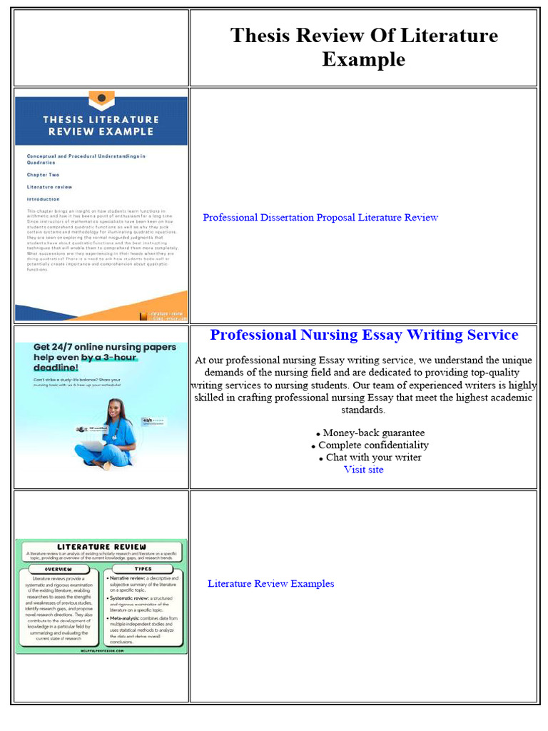 Thesis Review of Literature Example | PDF | Thesis | Essays