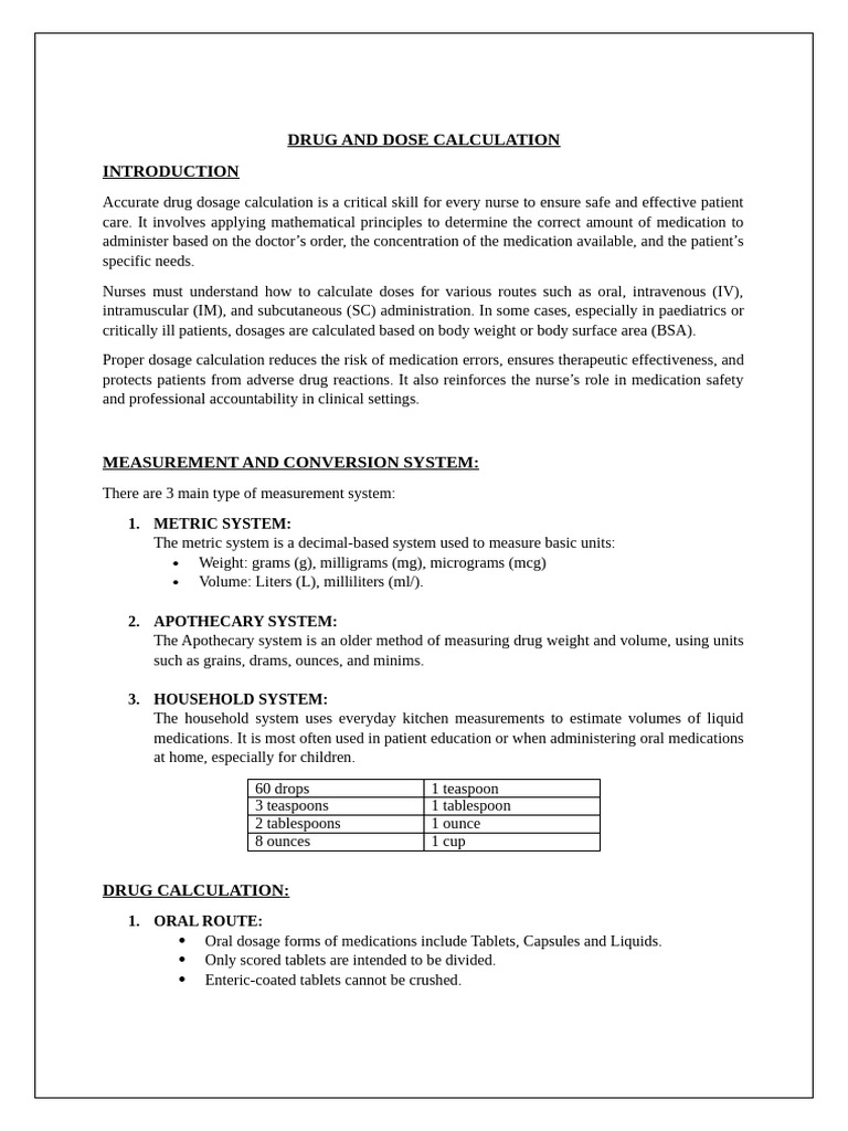 Drug and Dose Calculation | PDF | Injection (Medicine) | Medical ...