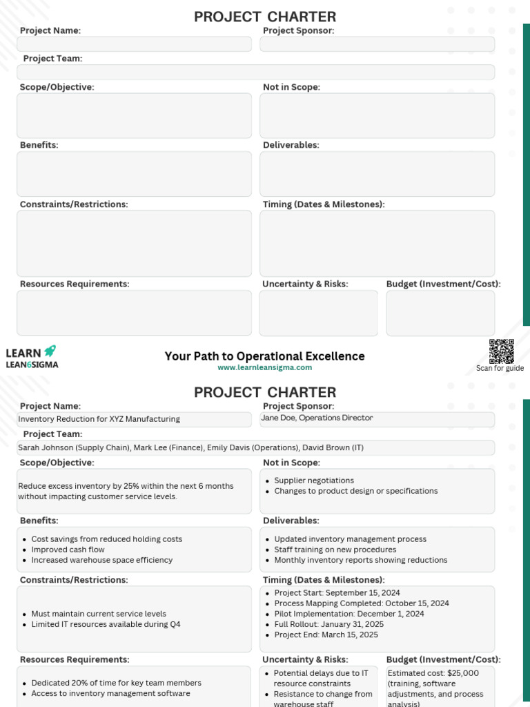 Inventory Reduction Project Charter | PDF | Inventory | Business Economics