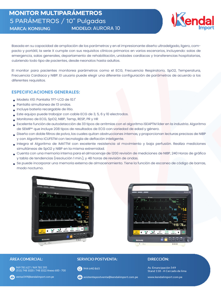 Monitor Multiparametros Konsung Aurora 10 5 Parametros 3 | PDF