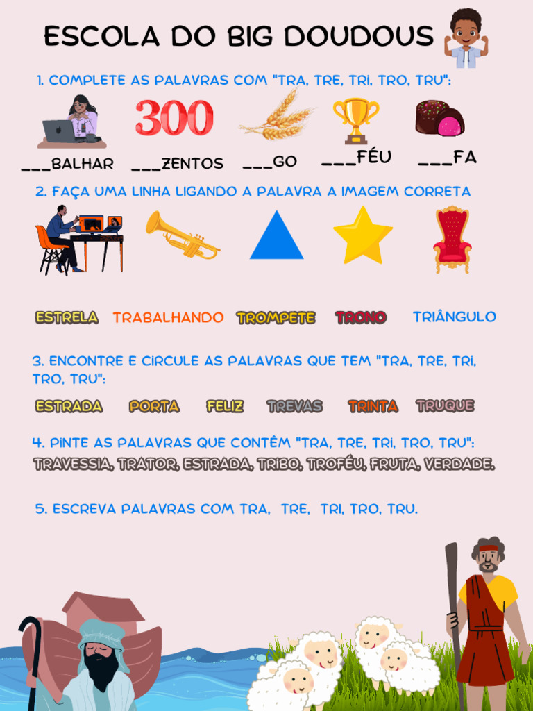Atividades de Sílaba com Tra, Tre, Tri, Tro, Tru | PDF