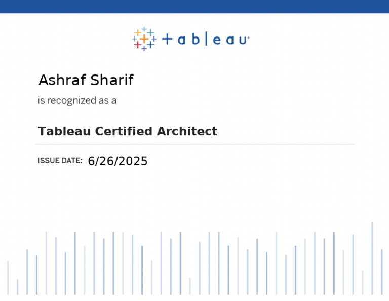 Tableau Certified Architect Certificate | PDF