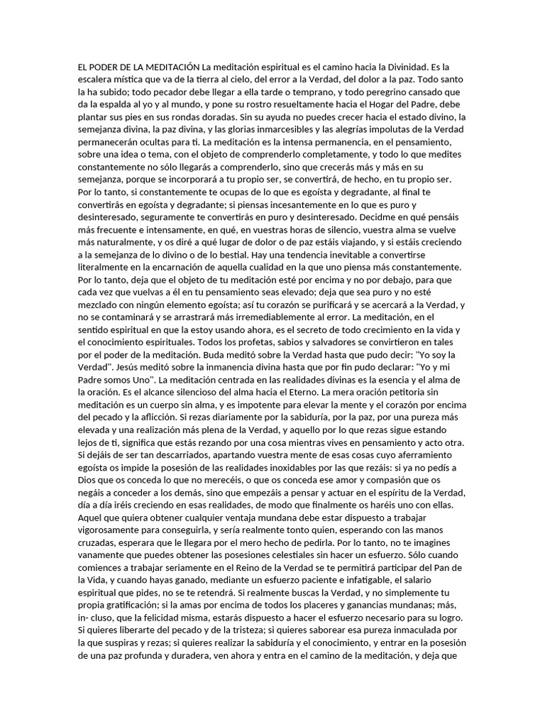 EL PODER DE LA MEDITACIÓN La Meditación Espiritual Es El Camino Hacia ...