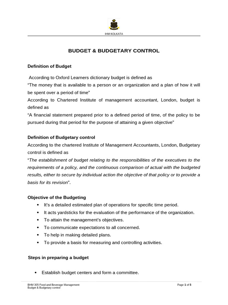 1997 5.budget & Budgetary Control | PDF | Budget | Expense