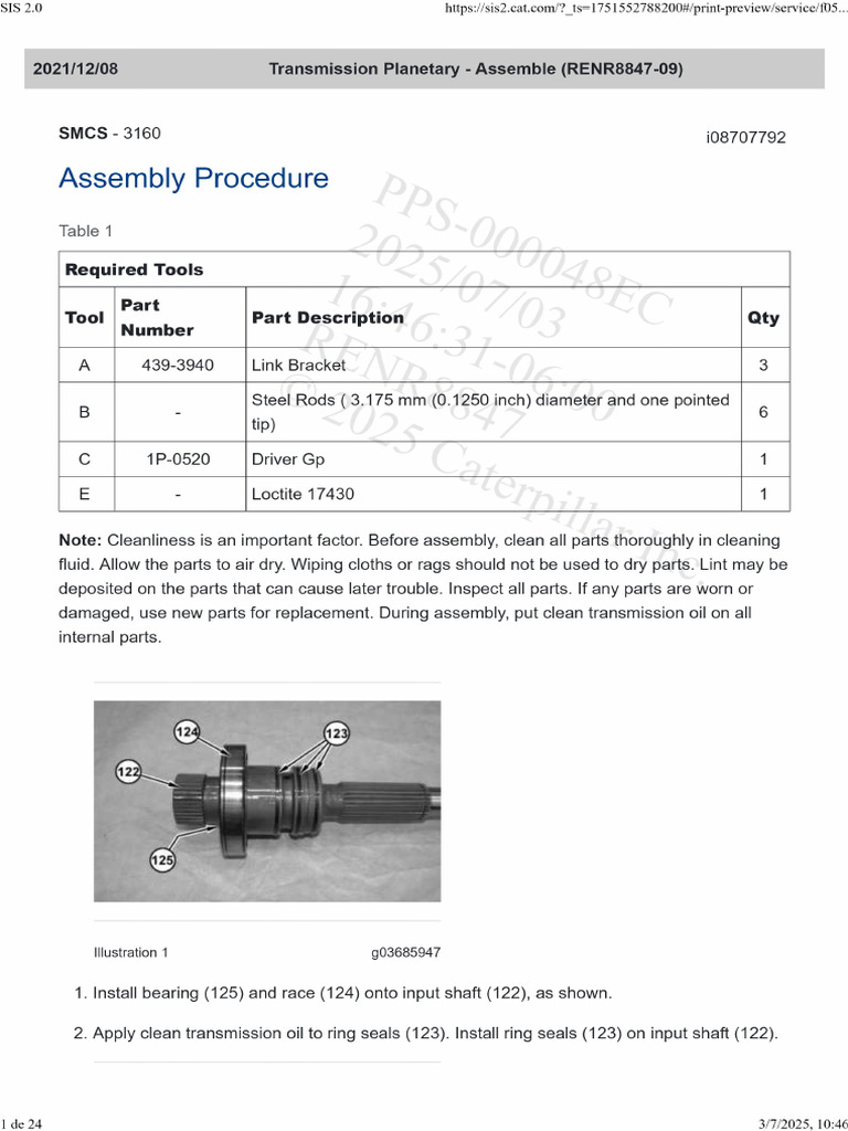 Assembly Guide for Link Bracket 439-3940 | PDF | Clutch | Piston