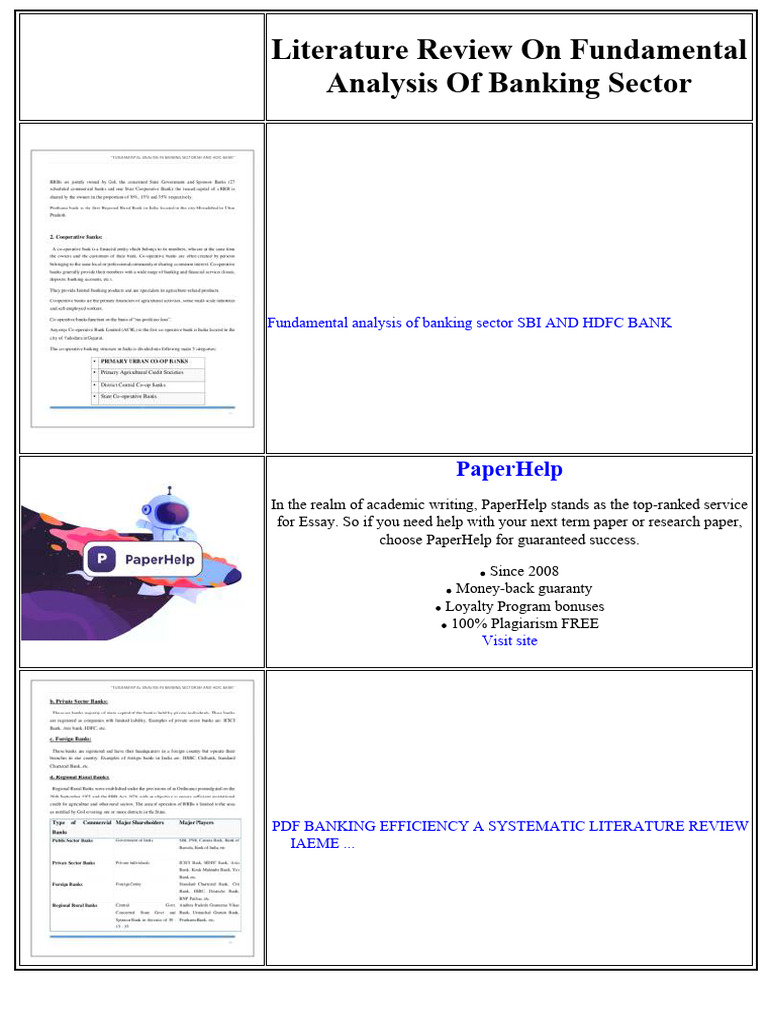 Literature Review On Fundamental Analysis of Banking Sector | PDF ...