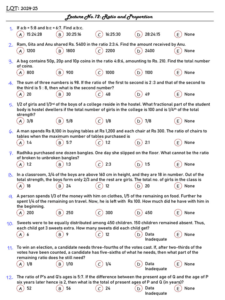 Ratio and Proportion Problems Explained | PDF