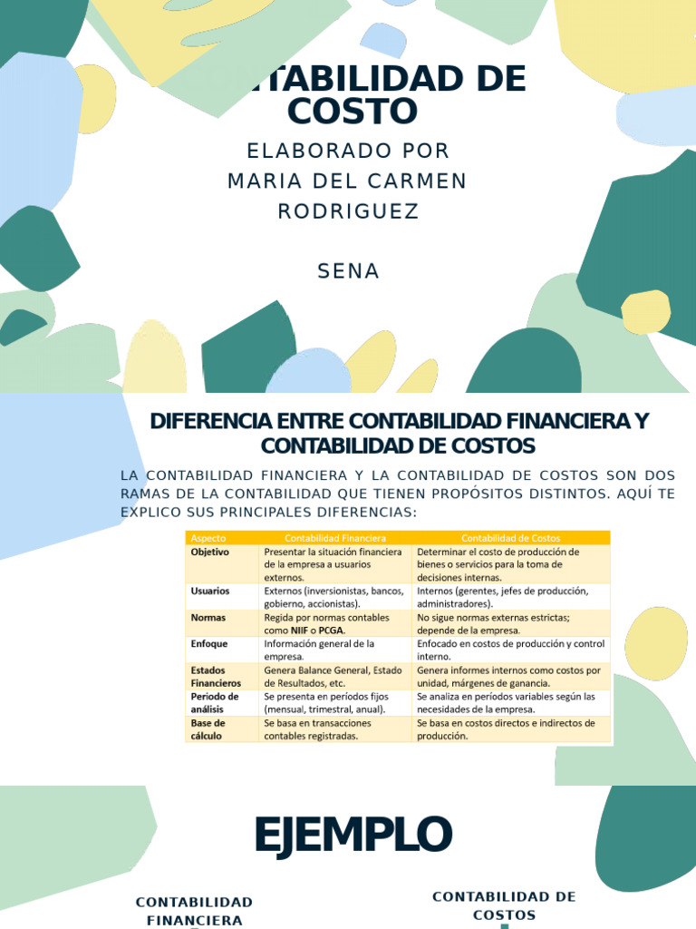 Diferencias entre Contabilidad Financiera y de Costos | PDF ...