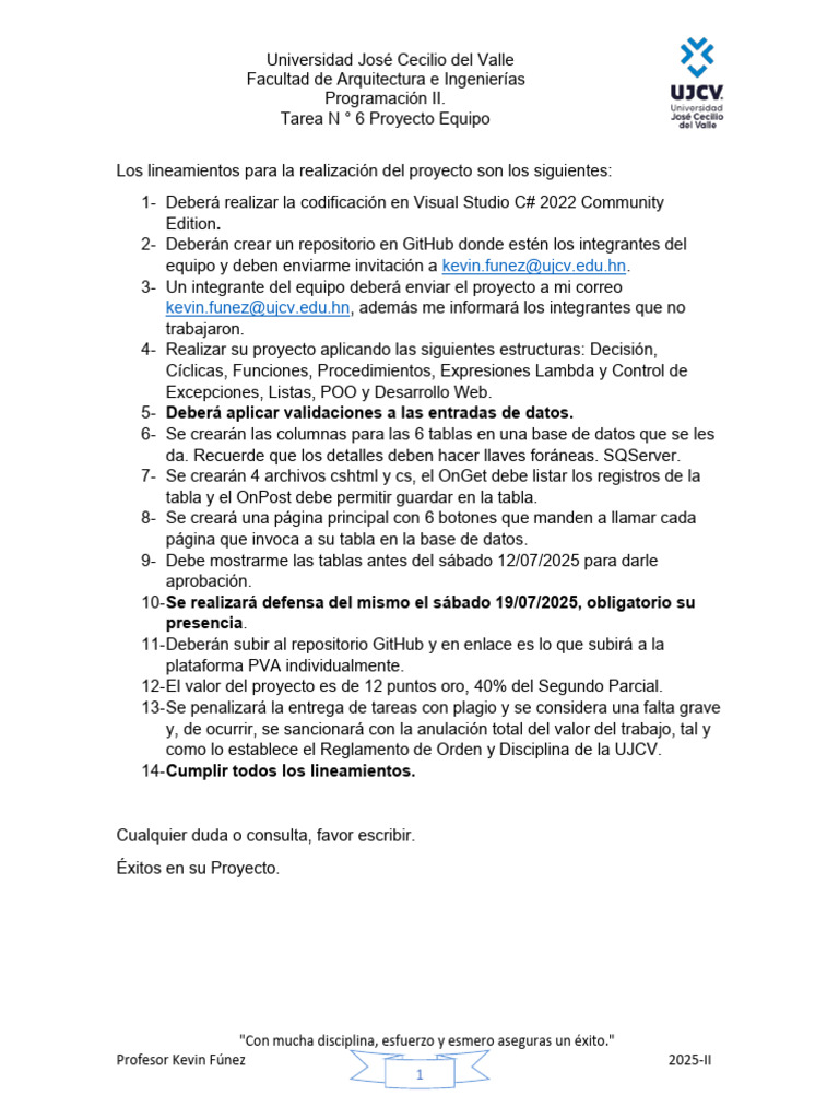 Proyecto de Programación II UJCV 2025 | PDF