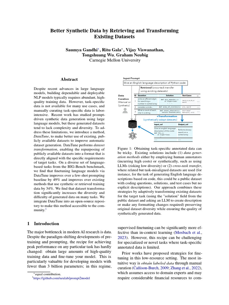 Enhancing Synthetic Data with DataTune | PDF | Cognitive Science ...
