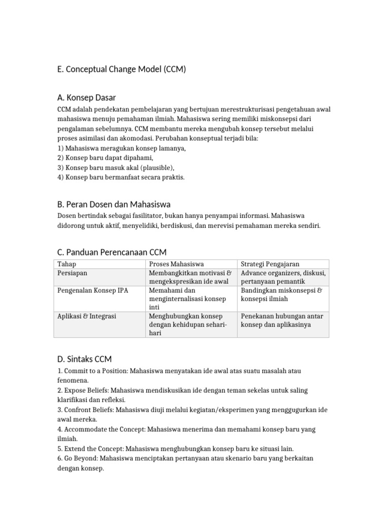Model Perubahan Konseptual (CCM) | PDF