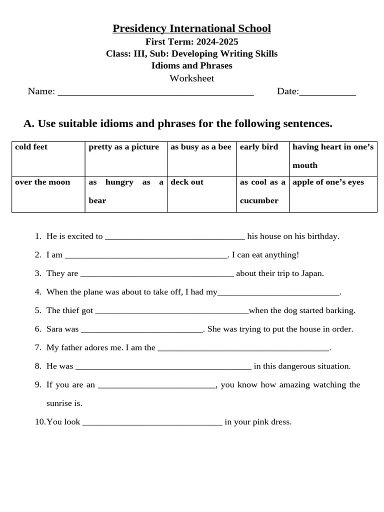 2. Idioms Exercise | PDF