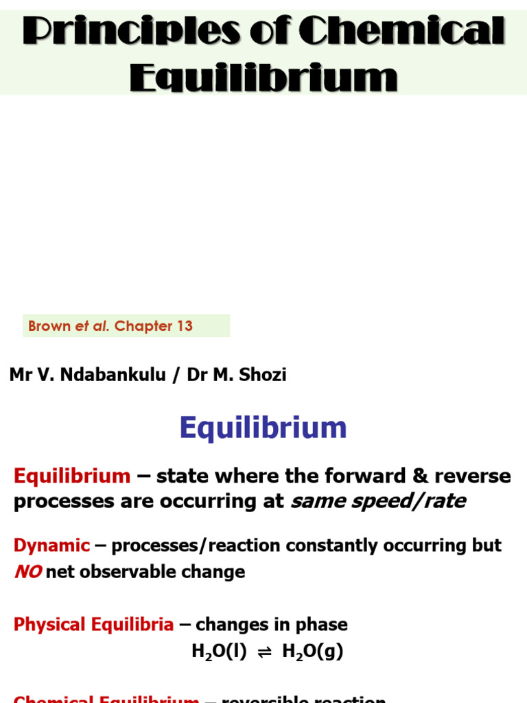 Chemical Equilibrium Principles Explained | PDF | Chemical Equilibrium ...