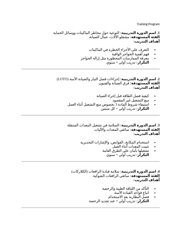 Training Program | PDF
