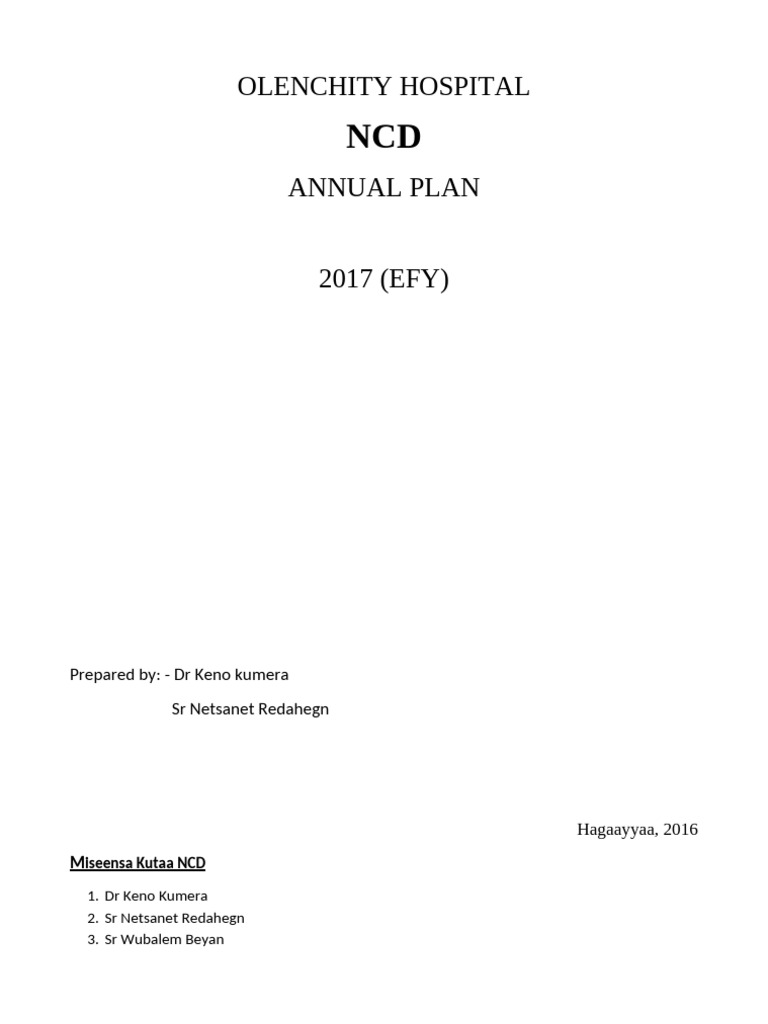 NCD Annual Plan-2017 | PDF