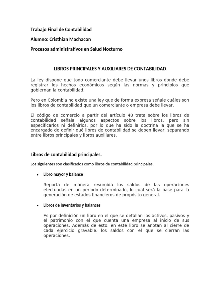 Trabajo Final de Contabilidad | PDF | Contabilidad | Dinero
