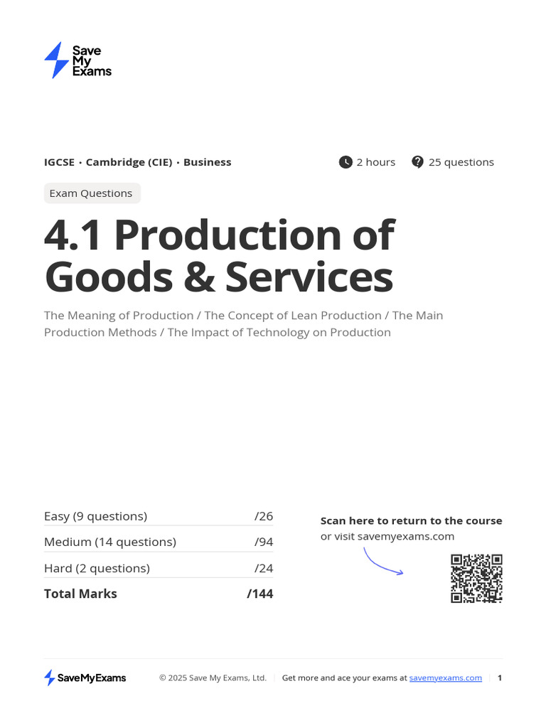 IGCSE Business Production Methods Exam | PDF | Lean Manufacturing ...