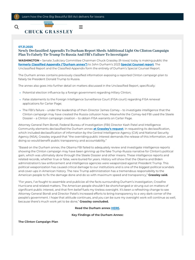 Newly Declassified Appendix To Durham Report Sheds Additional Light On ...