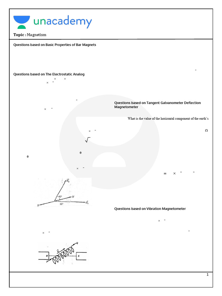 01 Magnetism Class Assignment Excel Batch | PDF | Magnetic Field | Magnet