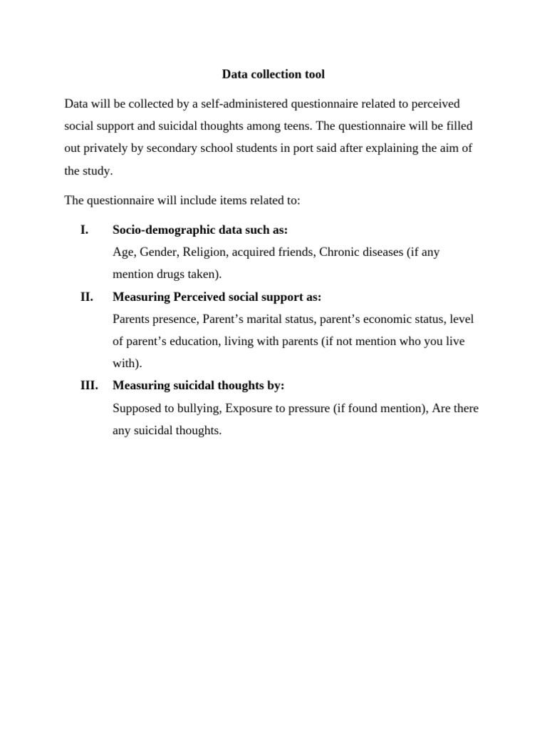 Data Collection Tool | PDF