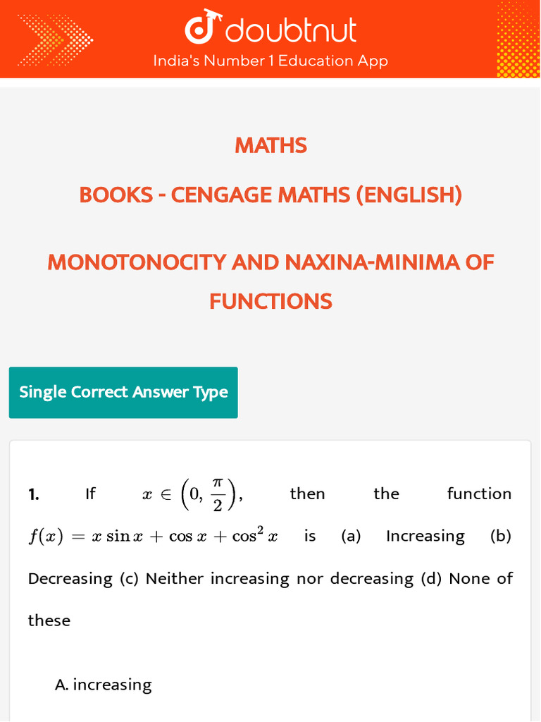 Monotonicity and Extrema of Functions | PDF | Function (Mathematics ...