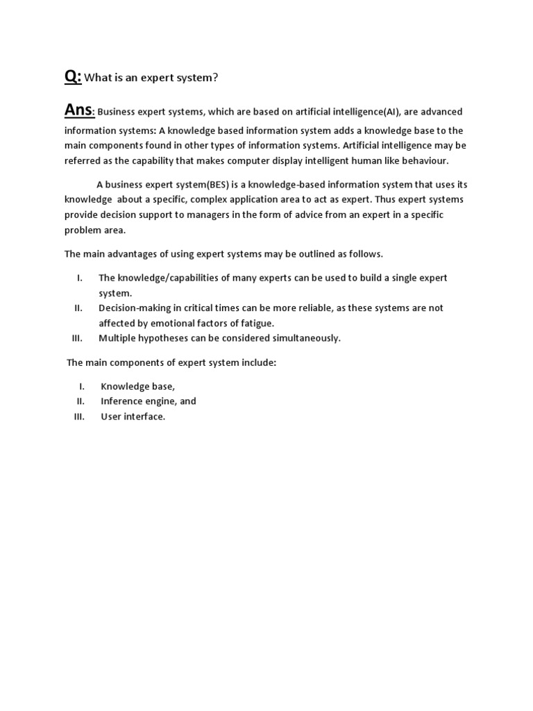 Business Expert Systems | PDF | Information System | Expert