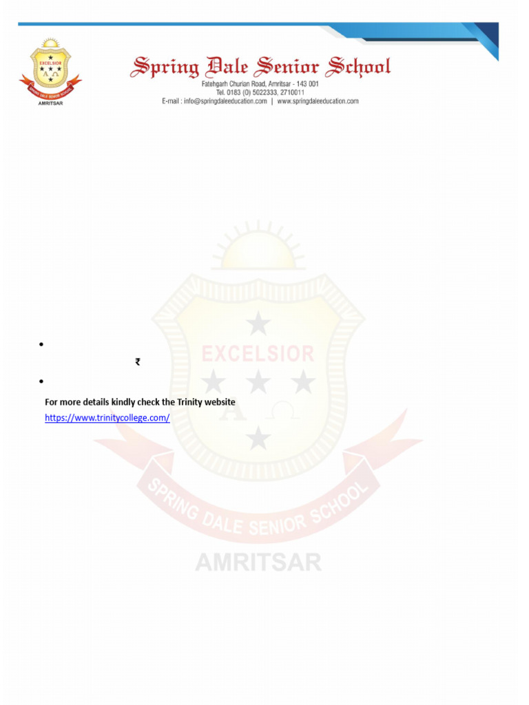 Trinity Drama Exam Fees 2025 | PDF