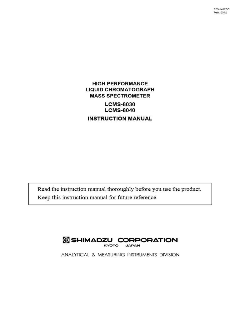SHIMADZU 8030 8040 LC-MS Instruction Manual | PDF | Electrostatic Discharge