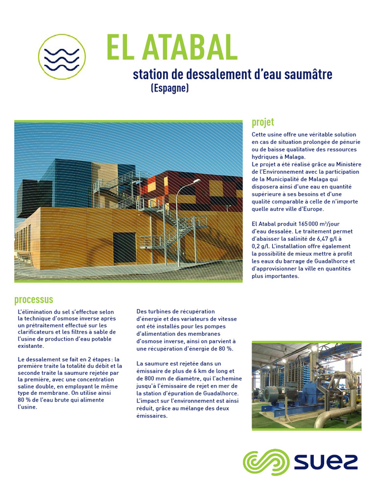 Dessalement d'eau à El Atabal, Malaga | PDF | Approvisionnement en eau ...