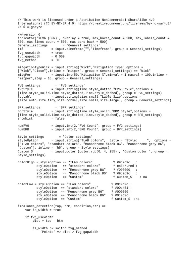 iFVG and BPR Indicator Code | PDF | Color | Visual Perception