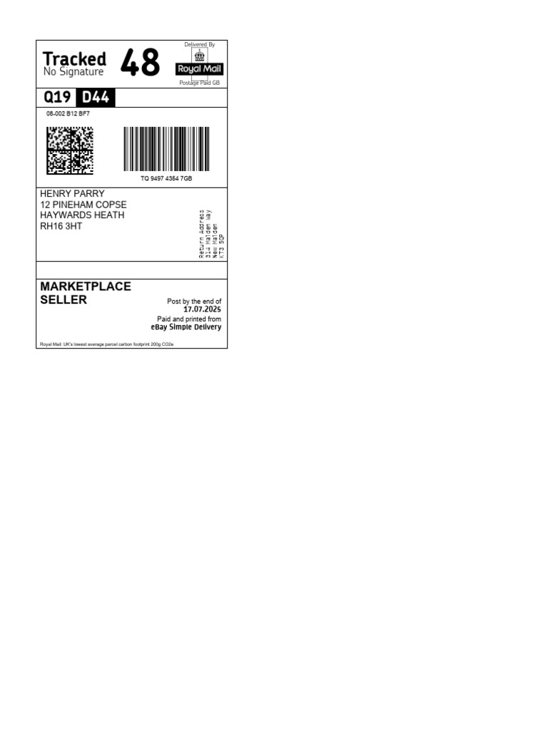 Ebay Label 22-13289-95280 | PDF