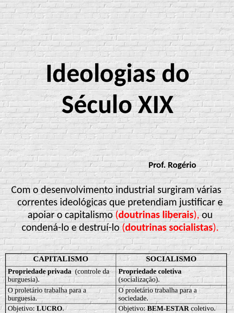 Ideologias Sociais do Século XIX | PDF | Socialismo | Mercado livre