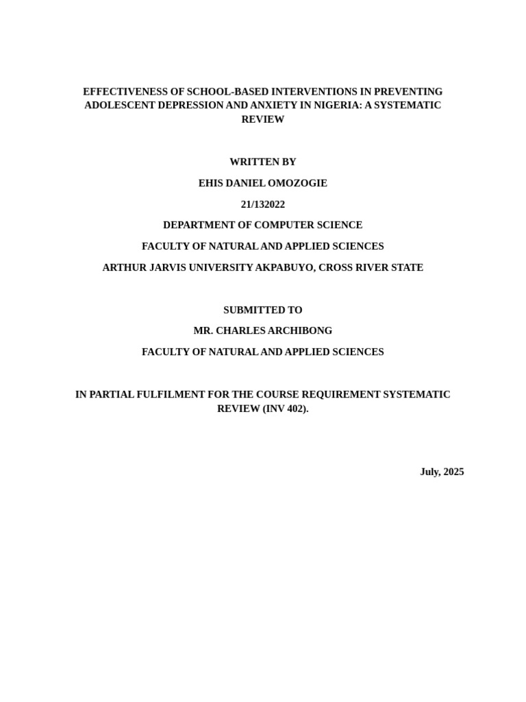 Ehis Systematic Review New | PDF | Mental Health | Systematic Review