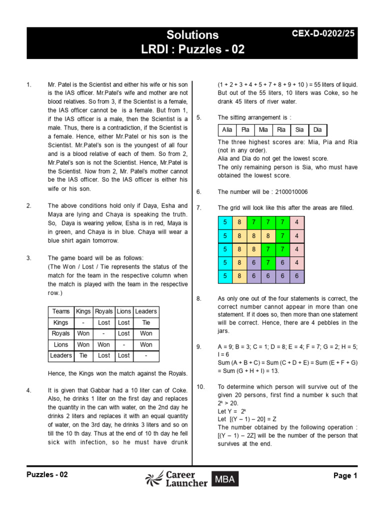 02 LRDI Puzzles-02 Sol | PDF | Chess Openings | Chess Theory