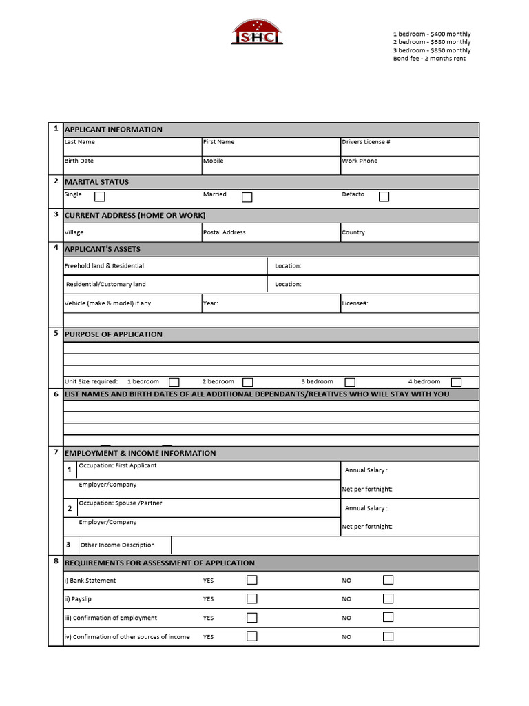 Application Form Rental Properties | PDF | Landlord | Private Law