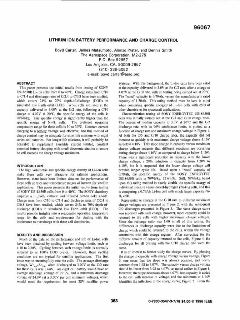 Lithium Ion Battery Performance Study | PDF | Lithium Ion Battery ...