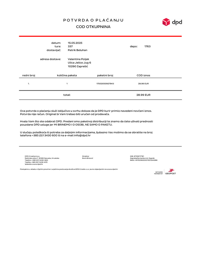 COD Payment Confirmation 20250515124557 18315347 | PDF