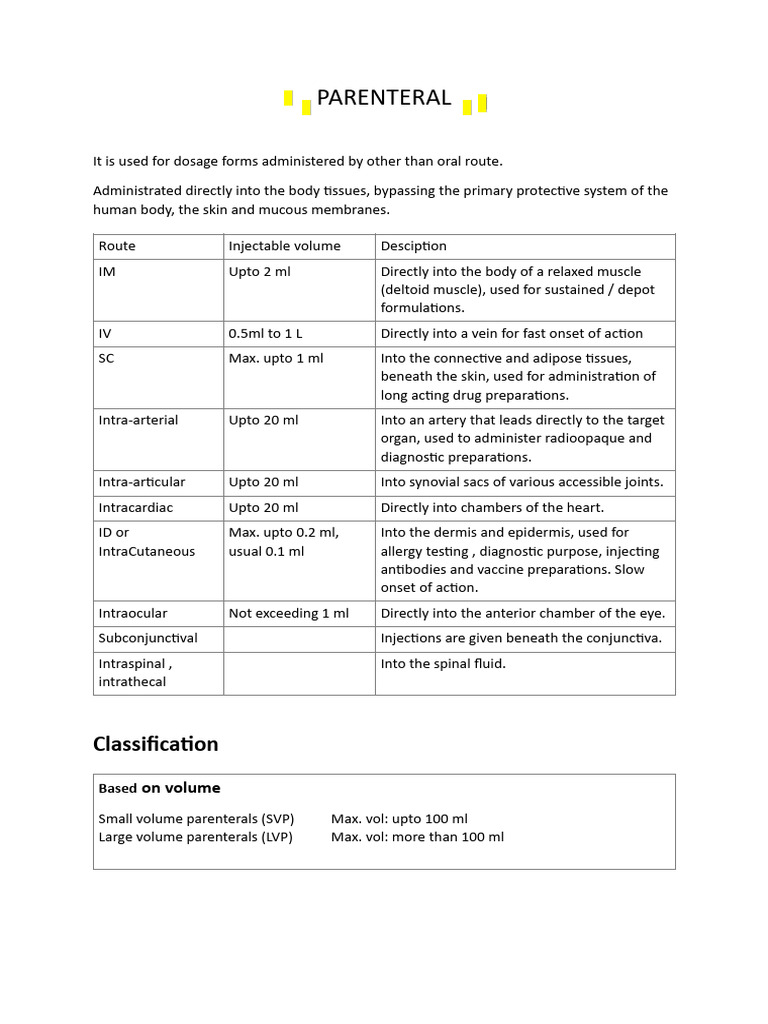 Parentral Notes PDF | PDF | Injection (Medicine) | Pharmaceutical Sciences