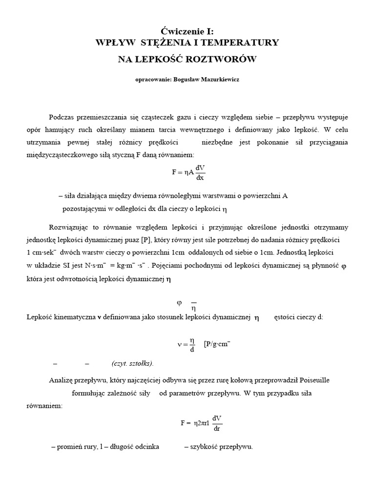 cw1 Lepkosc | PDF