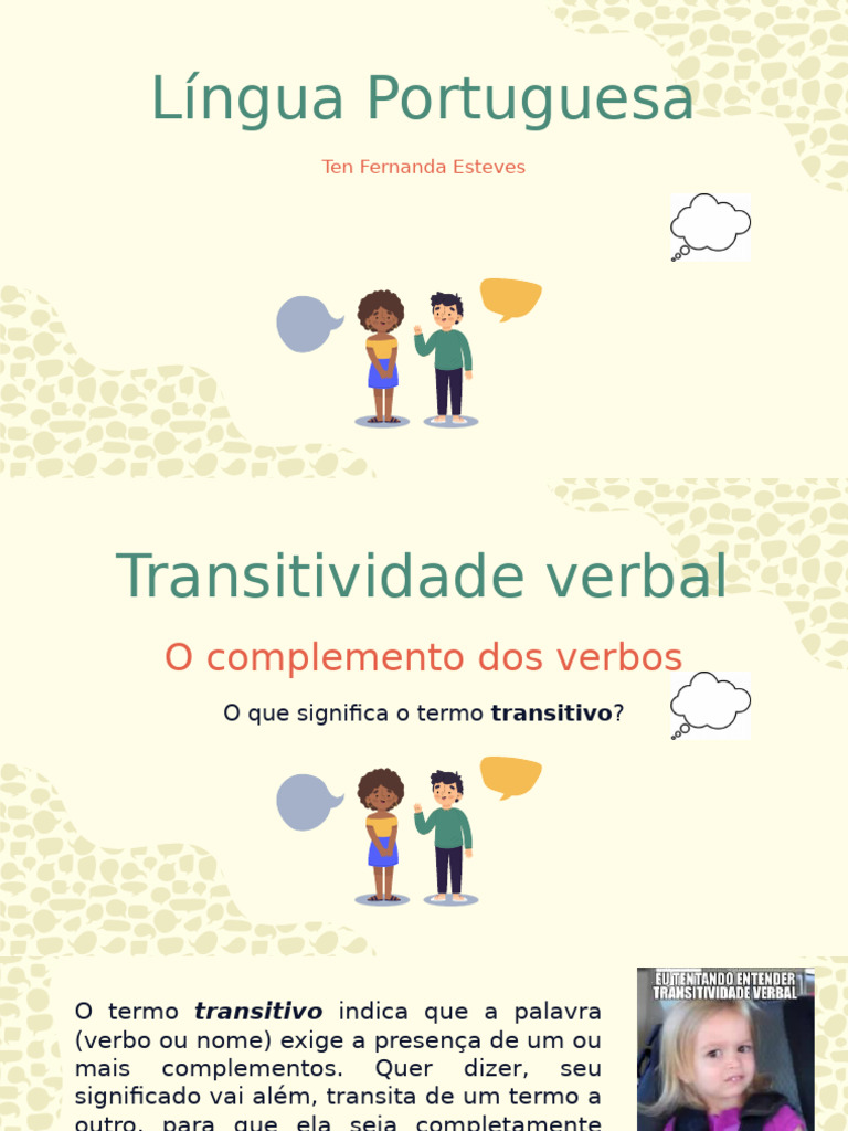 Transitividade Verbal e Nominal na Língua Portuguesa | PDF | Assunto ...