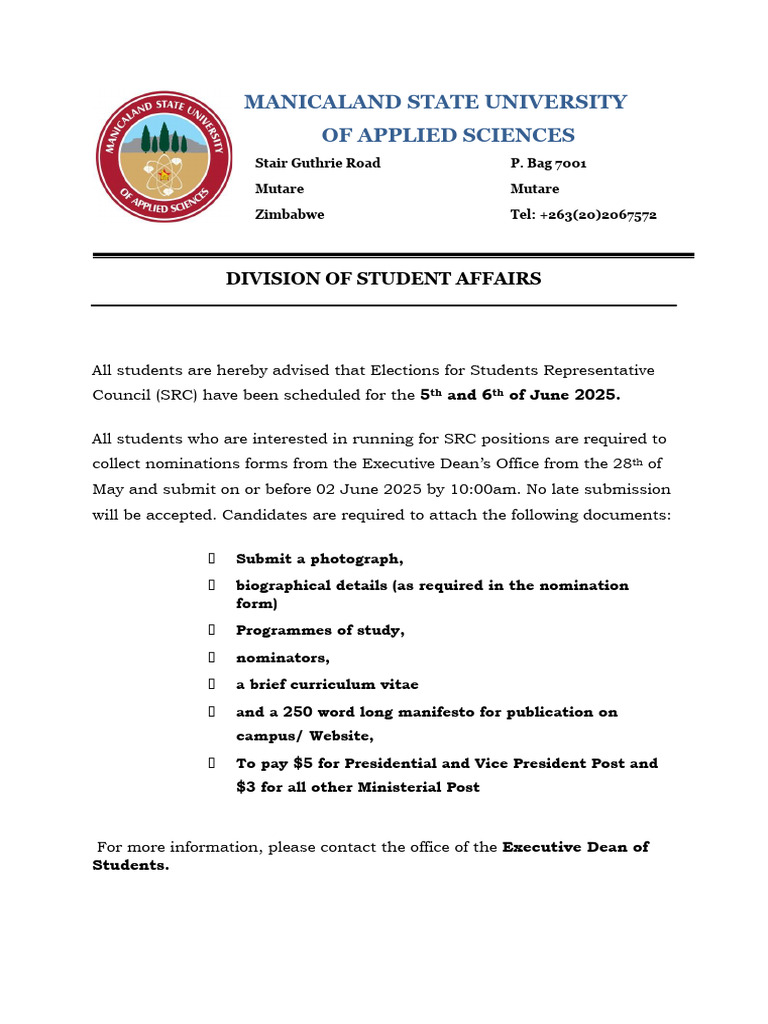 SRC Elections Scheduled for June 2025 | PDF | Government