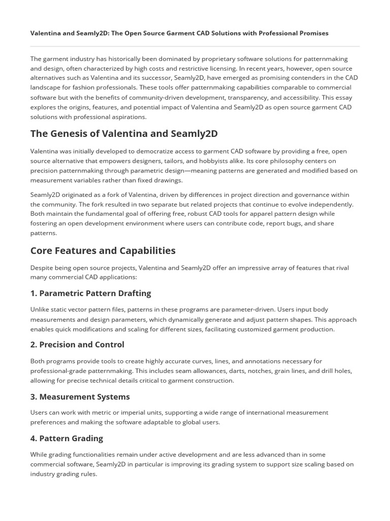 Valentina & Seamly2D: Open Source CAD Solutions | PDF | Open Source ...