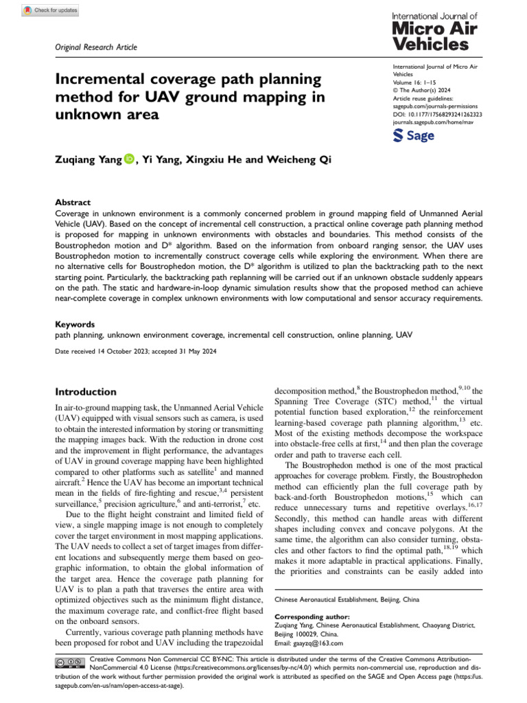 UAV Path Planning for Unknown Mapping | PDF | Unmanned Aerial Vehicle ...