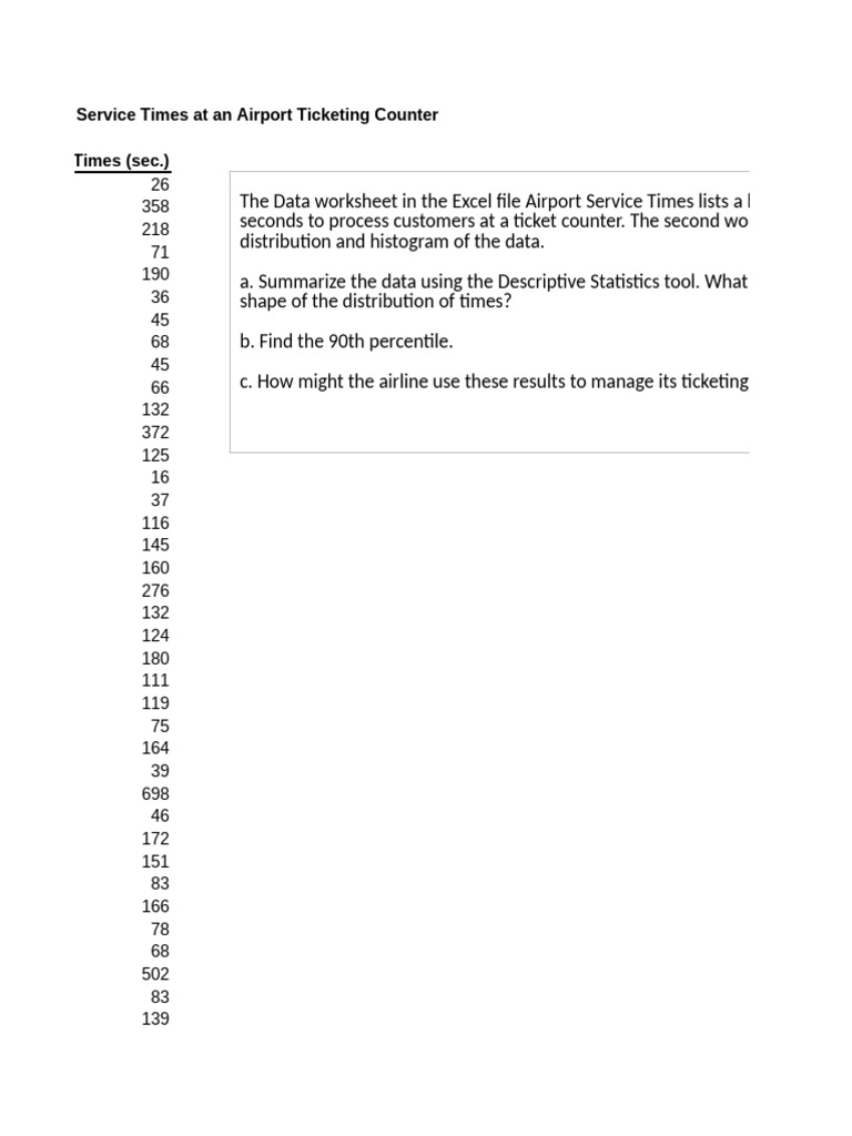 Airport Ticket Counter Service Times Analysis | PDF | Mode (Statistics ...