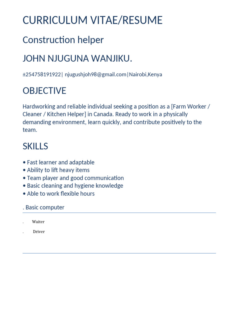 Canada CV Template | PDF
