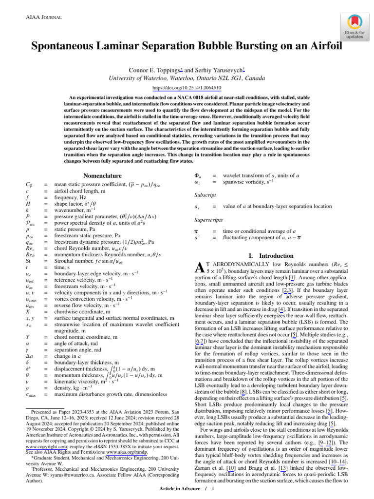 Laminar Separation Bubble Dynamics on Airfoil | PDF | Boundary Layer ...