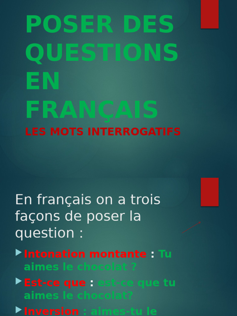 Questions en français : mots et méthodes | PDF