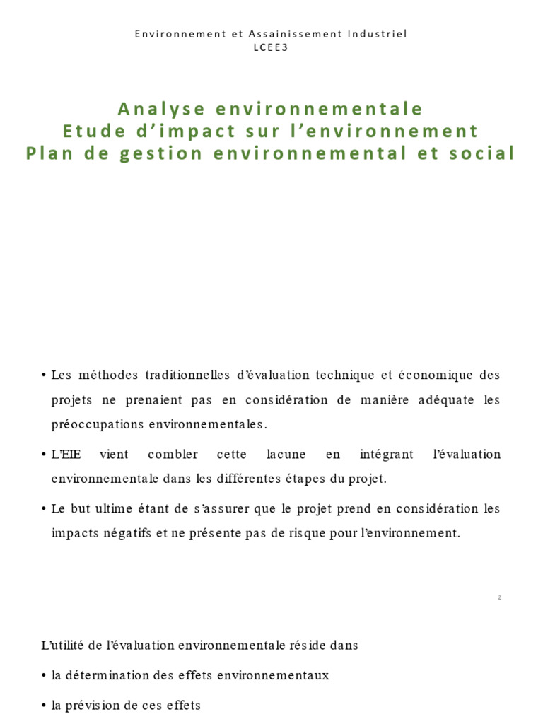 Analyse et Étude d'Impact Environnemental | PDF | Environnement naturel ...