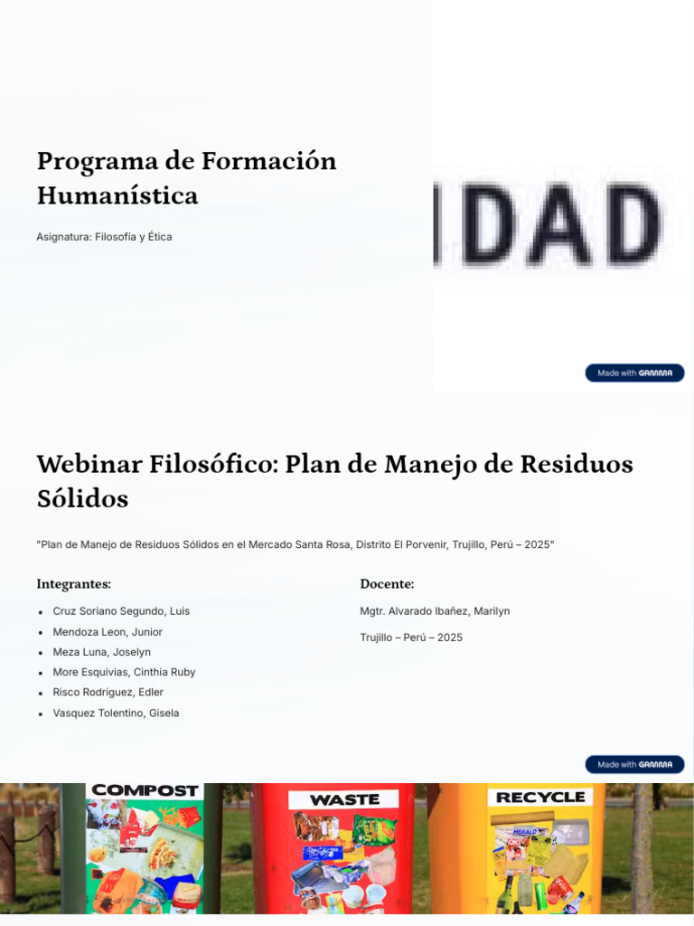 Plan de Manejo de Residuos en Trujillo | PDF | Residuos | Reciclaje